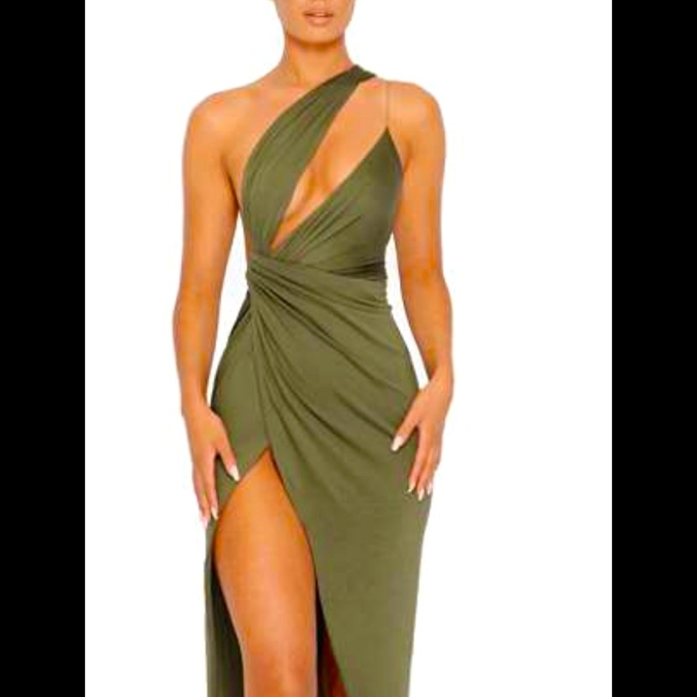 Oh Polly Khaki green one shoulder maxi dress 🔥